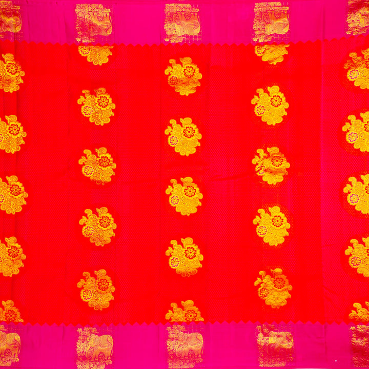 Kuberan Orange Pure Silk Saree