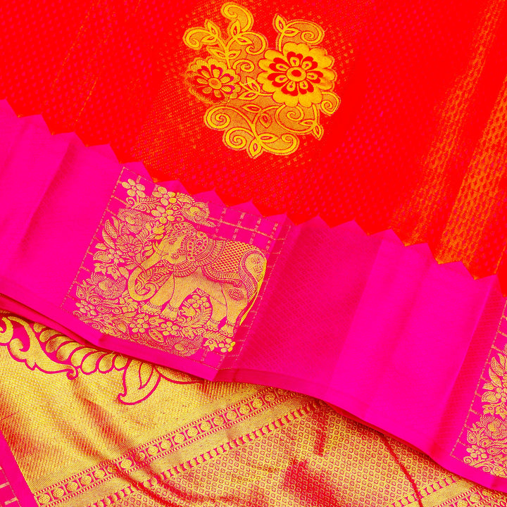 Kuberan Orange Pure Silk Saree