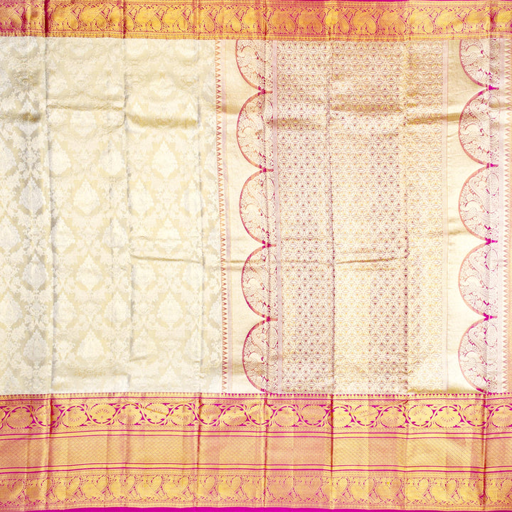 Kuberan Grey Red Pure Silk Saree