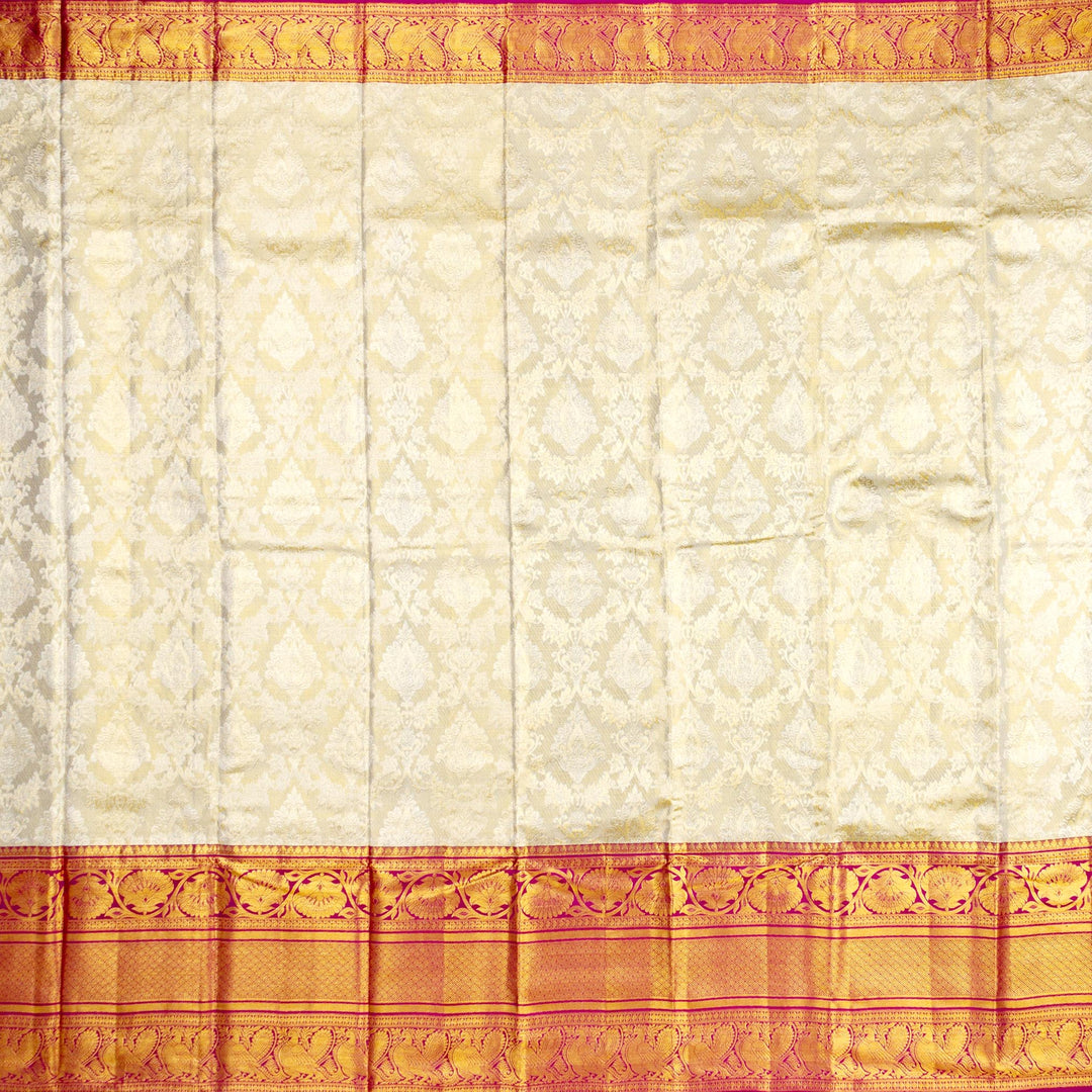 Kuberan Grey Red Pure Silk Saree