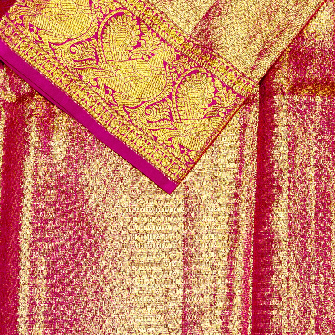 Kuberan Grey Red Pure Silk Saree