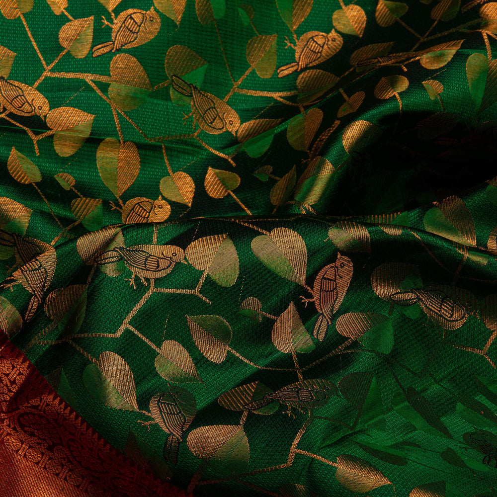 Bottle Green Maroon Kanchipuram Silk Saree