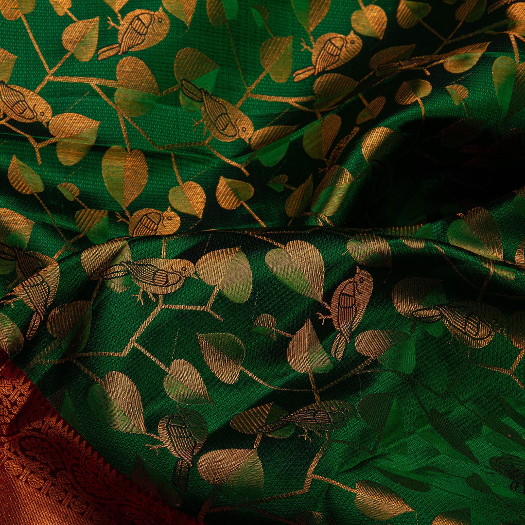 Bottle Green Maroon Kanchipuram Silk Saree