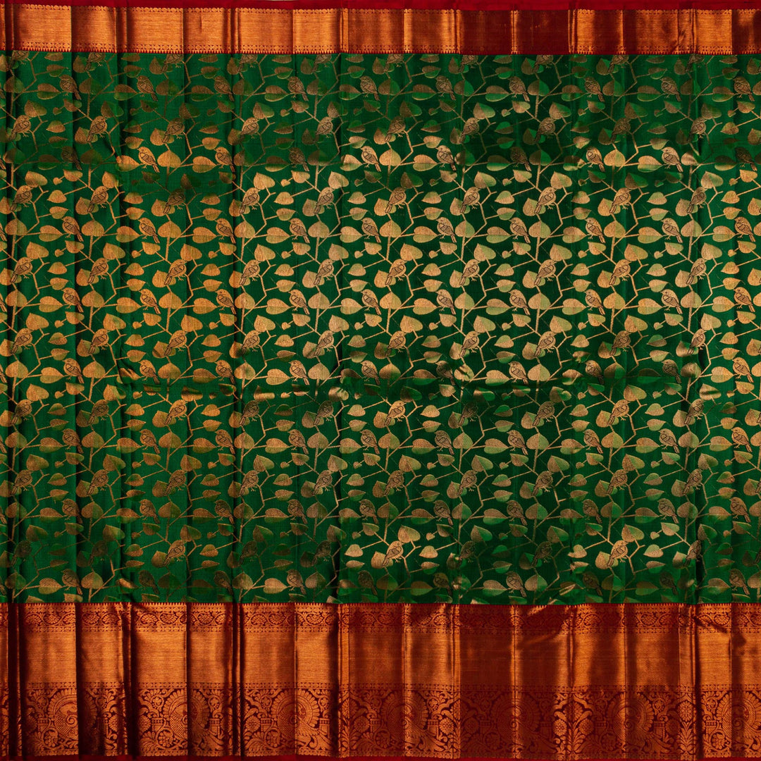 Bottle Green Maroon Kanchipuram Silk Saree