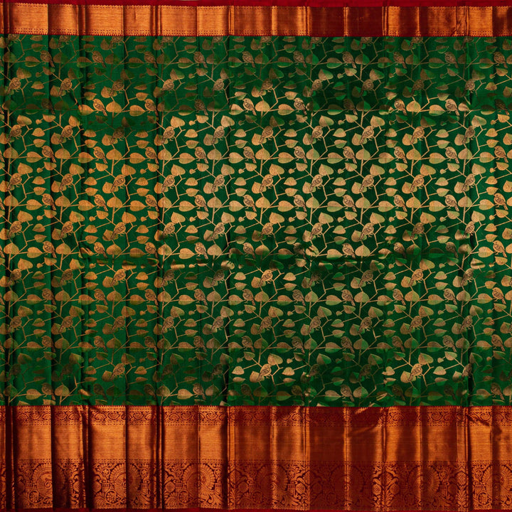 Bottle Green Maroon Kanchipuram Silk Saree