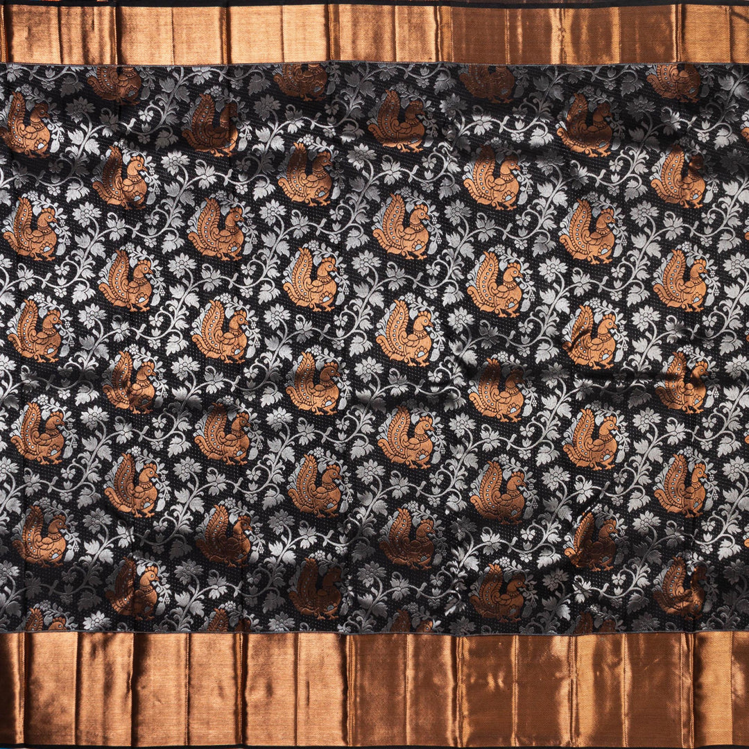 Kuberan Black Blue Kanchipuram Silk Saree