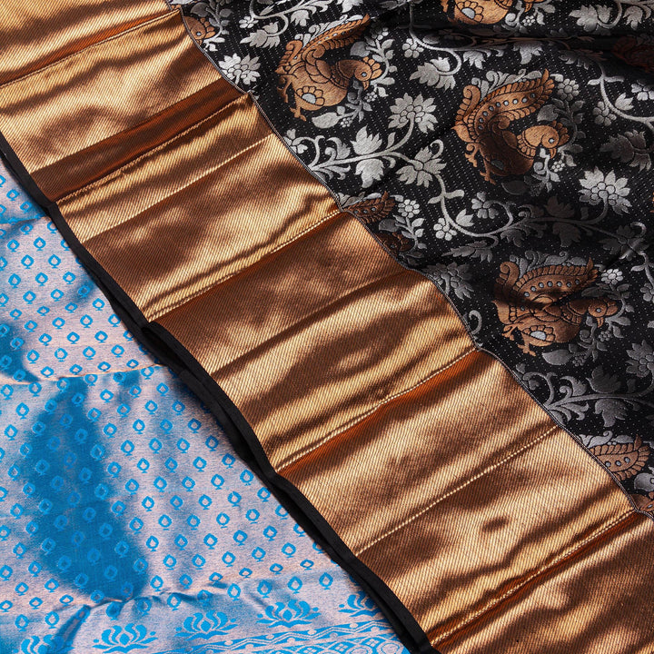 Kuberan Black Blue Kanchipuram Silk Saree