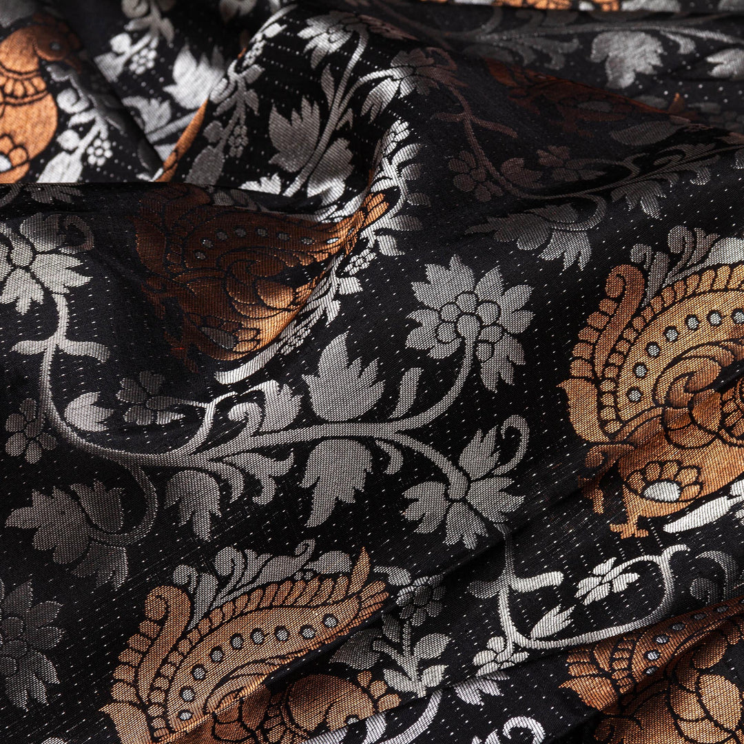 Kuberan Black Blue Kanchipuram Silk Saree