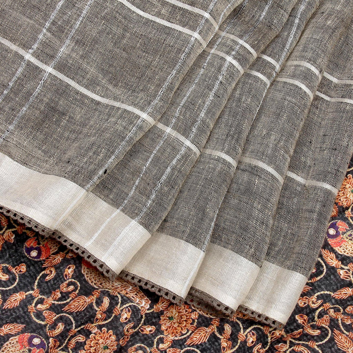 Kuberan Black Grey Banaras Saree