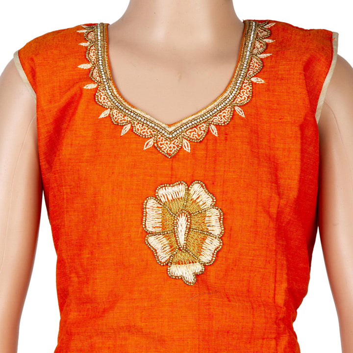 Kuberan Orange Cotton Readymade Pavada