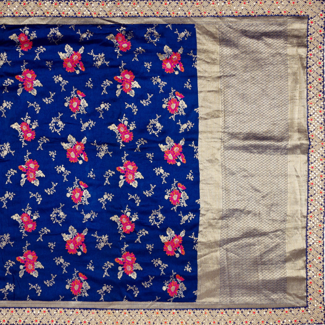Kuberan Navy Blue Banarasi Saree