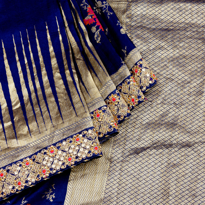 Kuberan Navy Blue Banarasi Saree