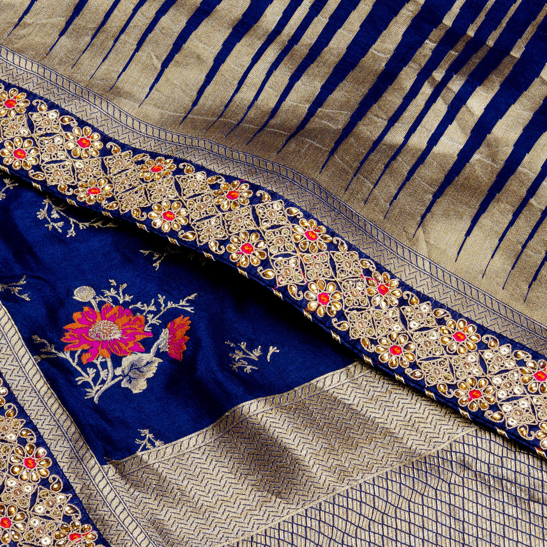 Kuberan Navy Blue Banarasi Saree