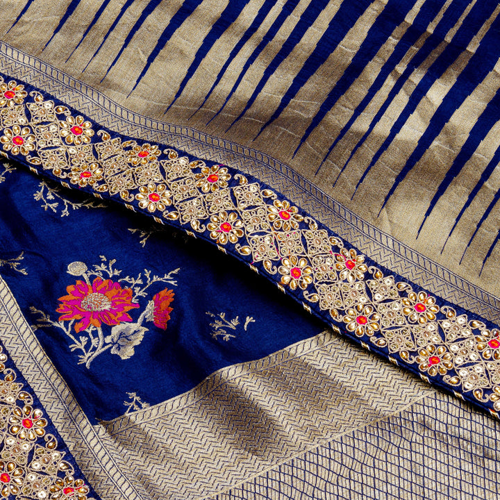 Kuberan Navy Blue Banarasi Saree