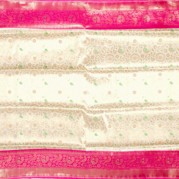 Kuberan White Pink Banaras Saree