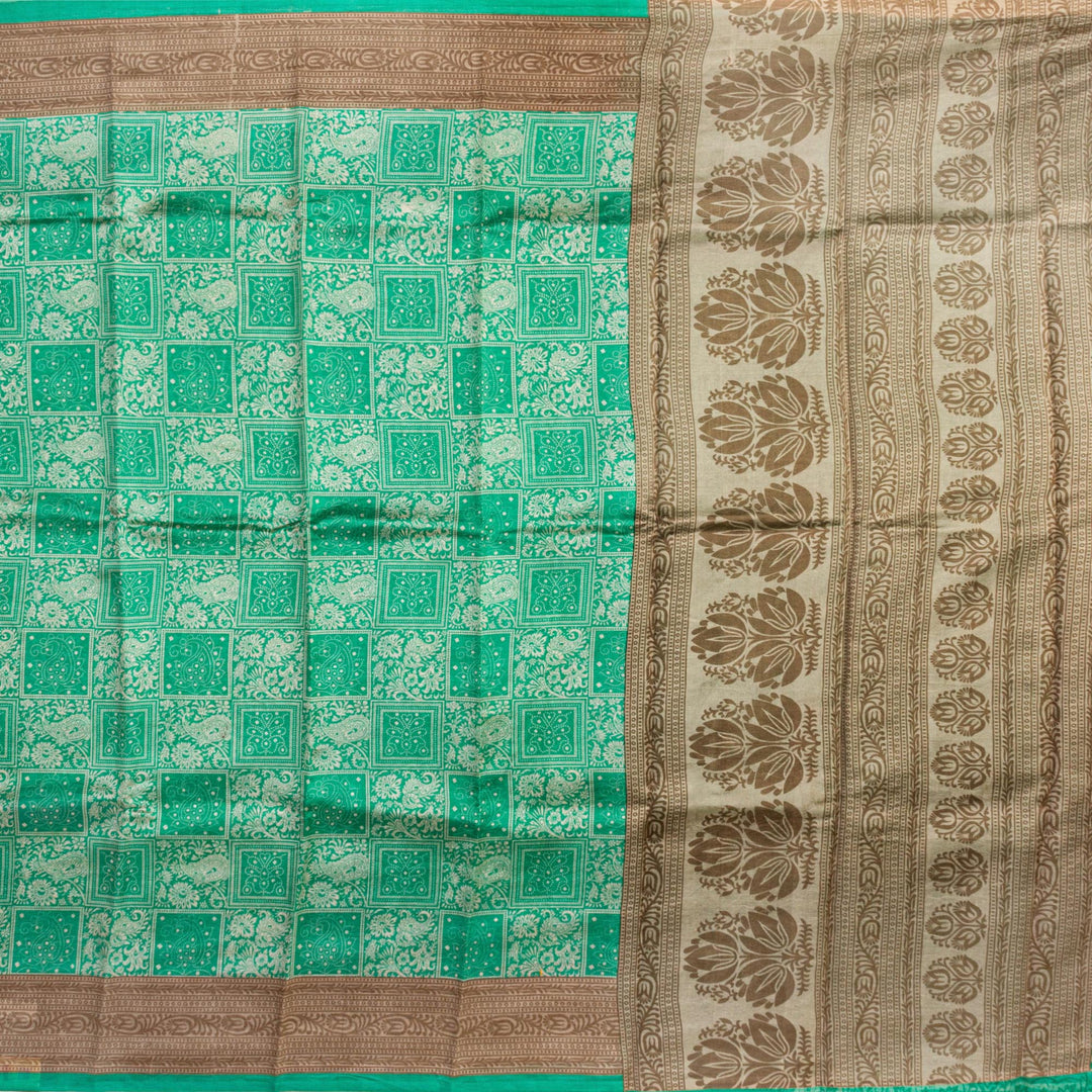 Kuberan Blue Beige Pure silk dupion  Saree