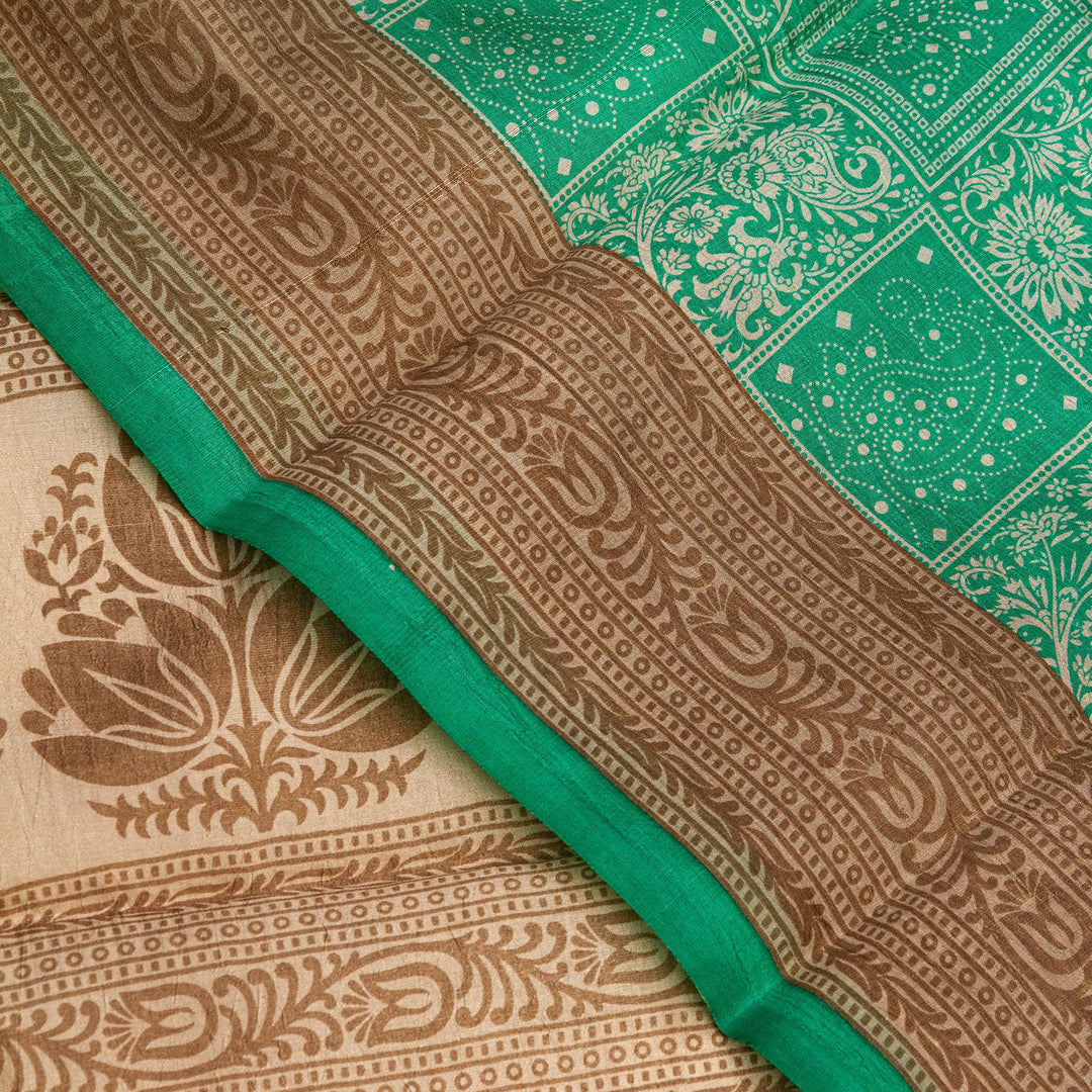 Kuberan Blue Beige Pure silk dupion  Saree