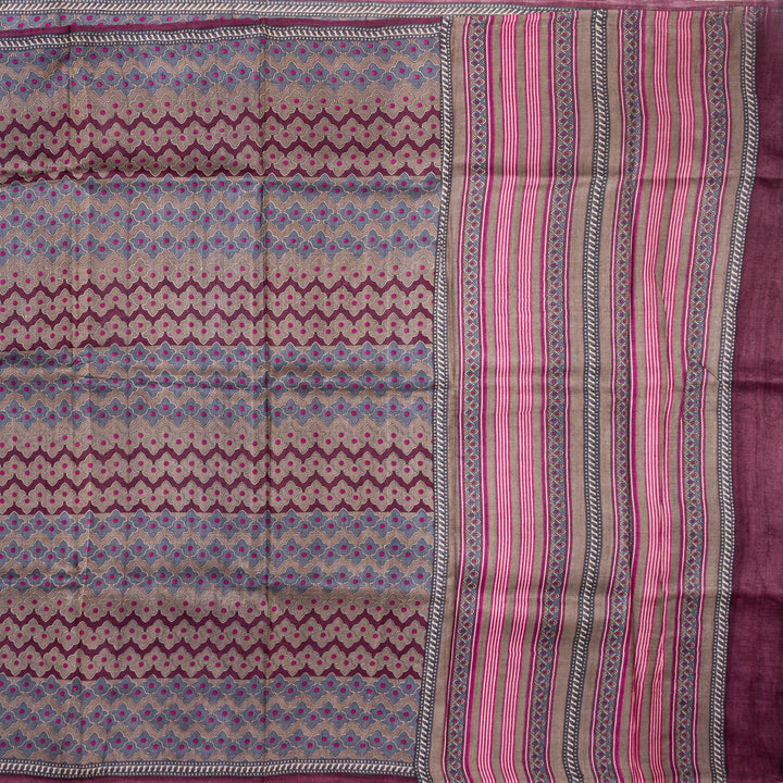 Kuberan Grey Tussar Pure Silk Saree