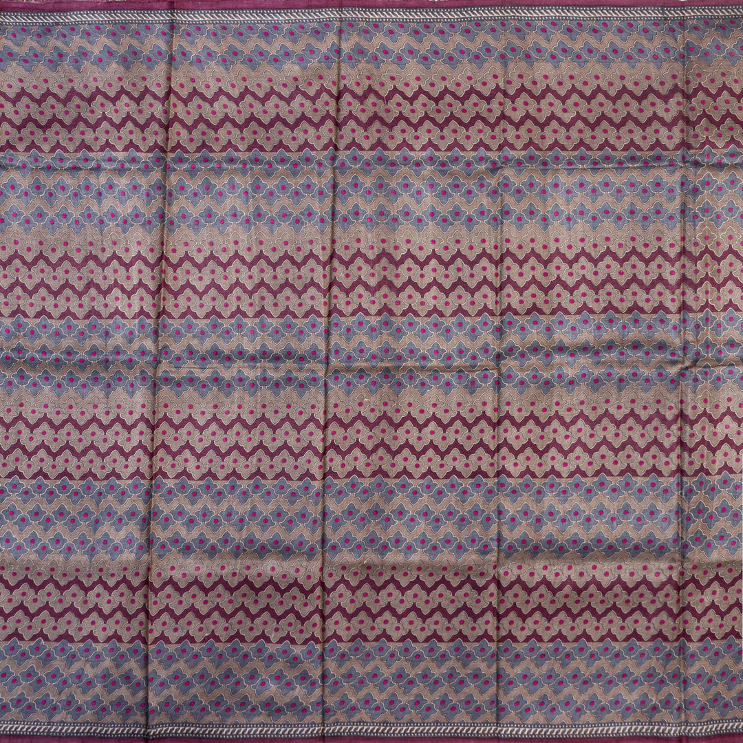 Kuberan Grey Tussar Pure Silk Saree