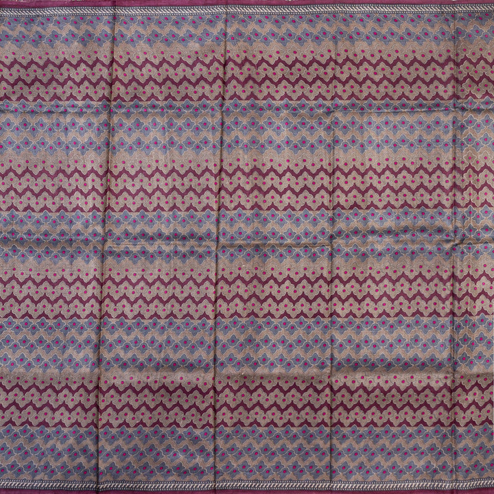 Kuberan Grey Tussar Pure Silk Saree