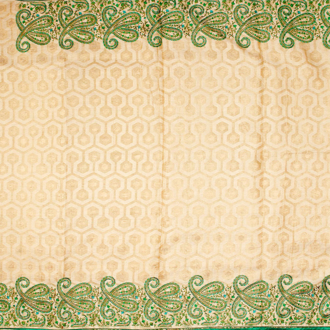 Kuberan Cream Green Banaras Saree