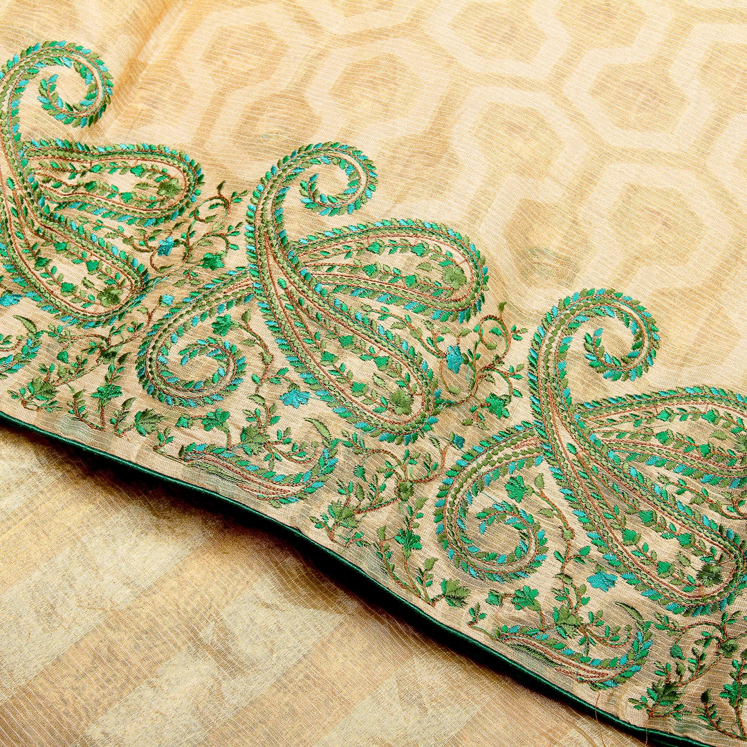 Kuberan Cream Green Banaras Saree