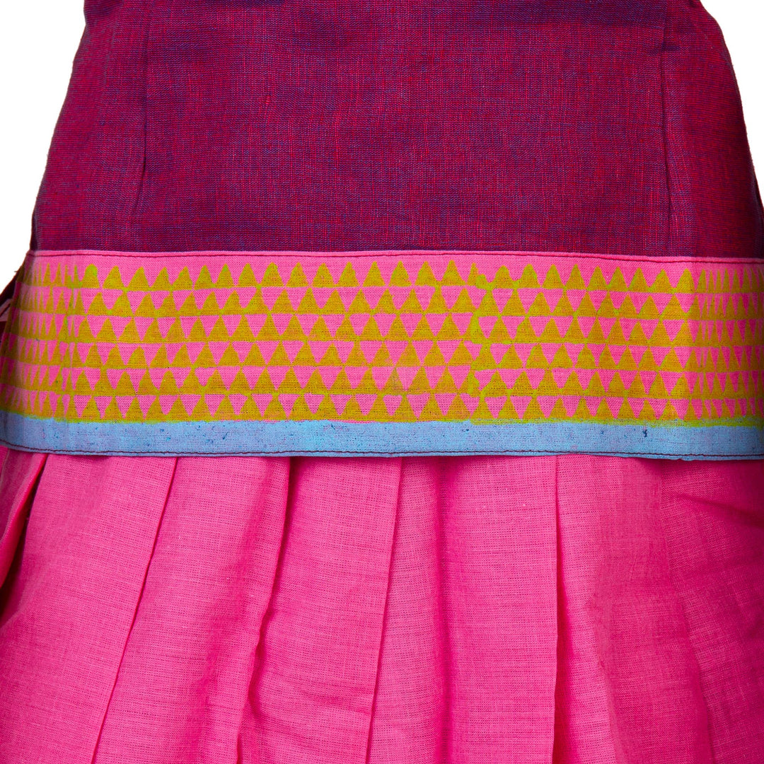 Kuberan Pink Maroon Cotton Readymade Pavada