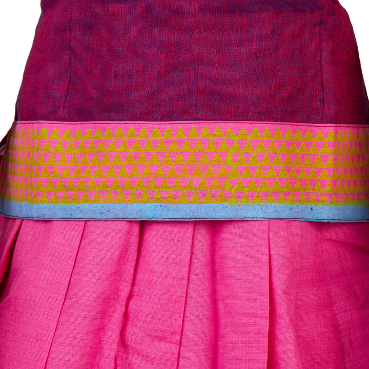 Kuberan Pink Maroon Cotton Readymade Pavada