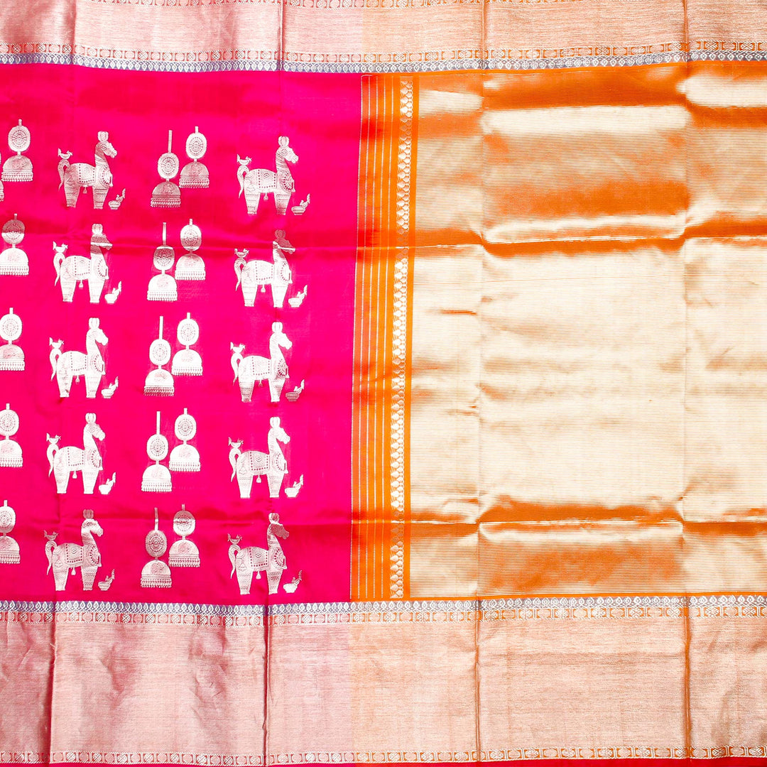 Kuberan Pink Orange Banaras Saree