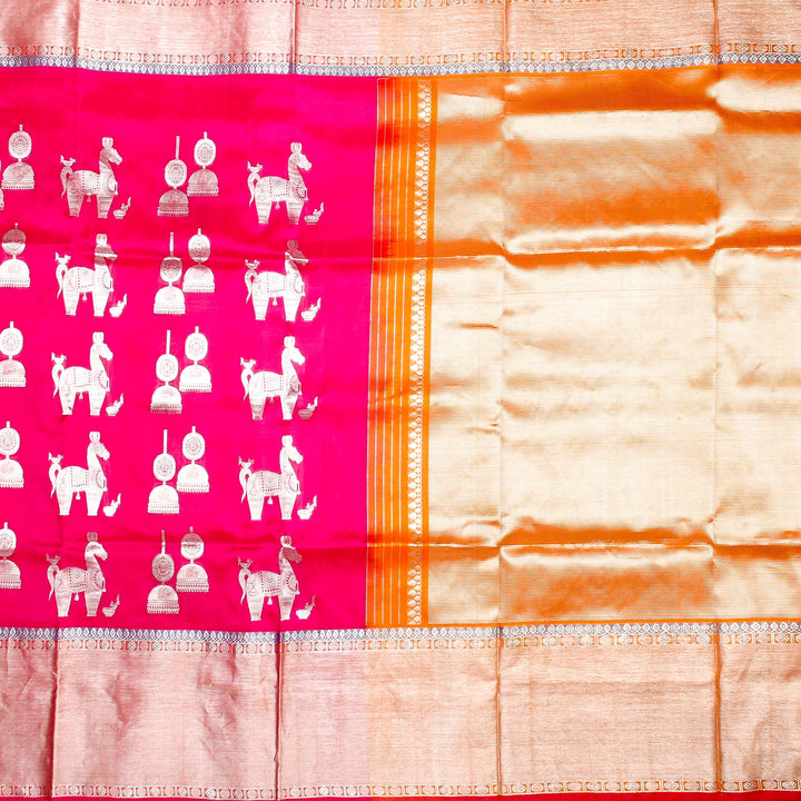 Kuberan Pink Orange Banaras Saree