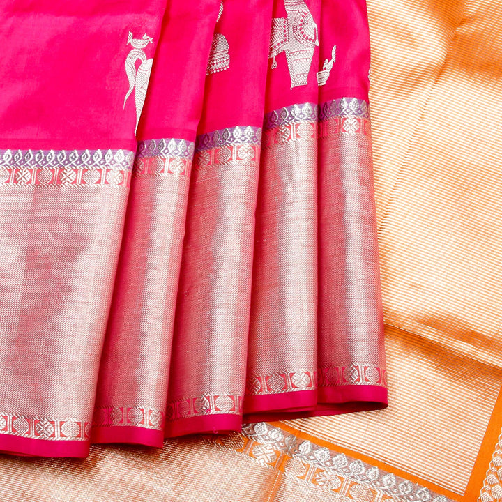 Kuberan Pink Orange Banaras Saree