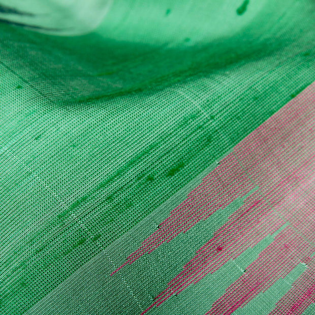 Kuberan Green Pink Raw Silk Saree