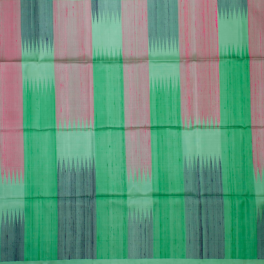 Kuberan Green Pink Raw Silk Saree