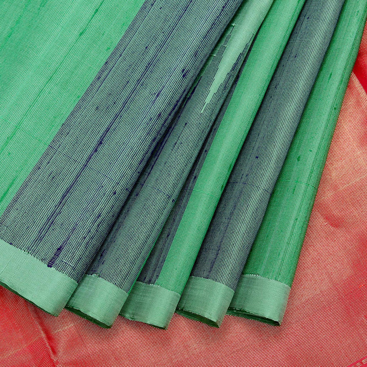 Kuberan Green Pink Raw Silk Saree