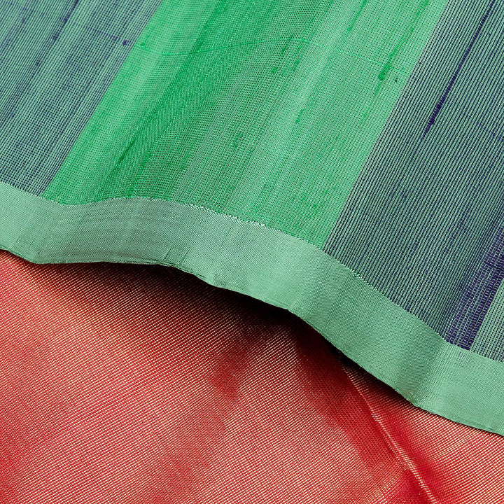 Kuberan Green Pink Raw Silk Saree