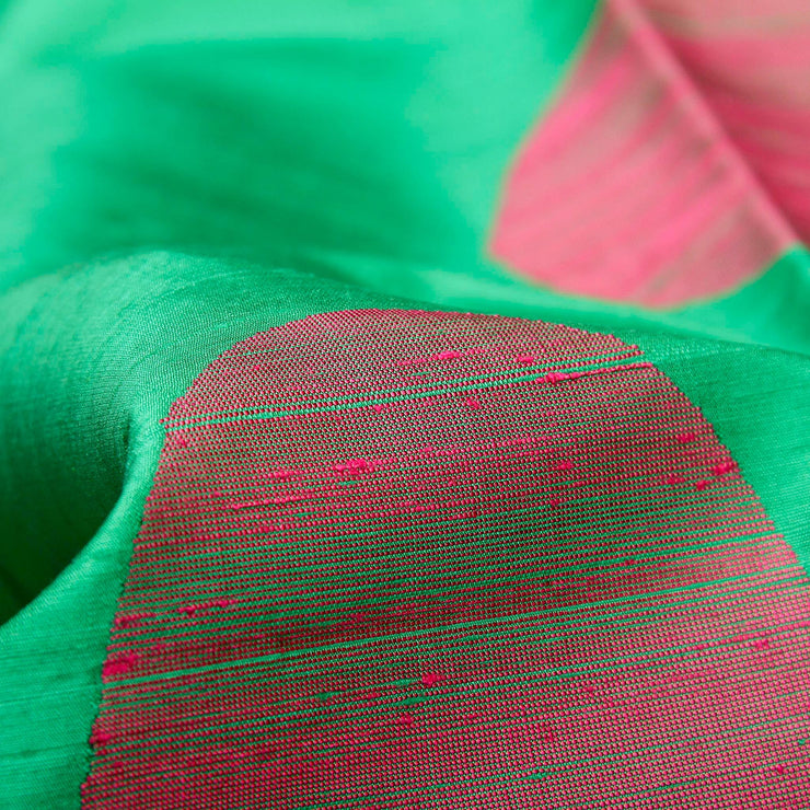 Kuberan Pink Green Raw Silk Saree