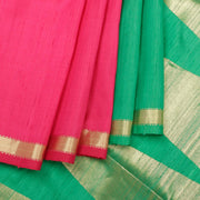 Kuberan Pink Green Raw Silk Saree