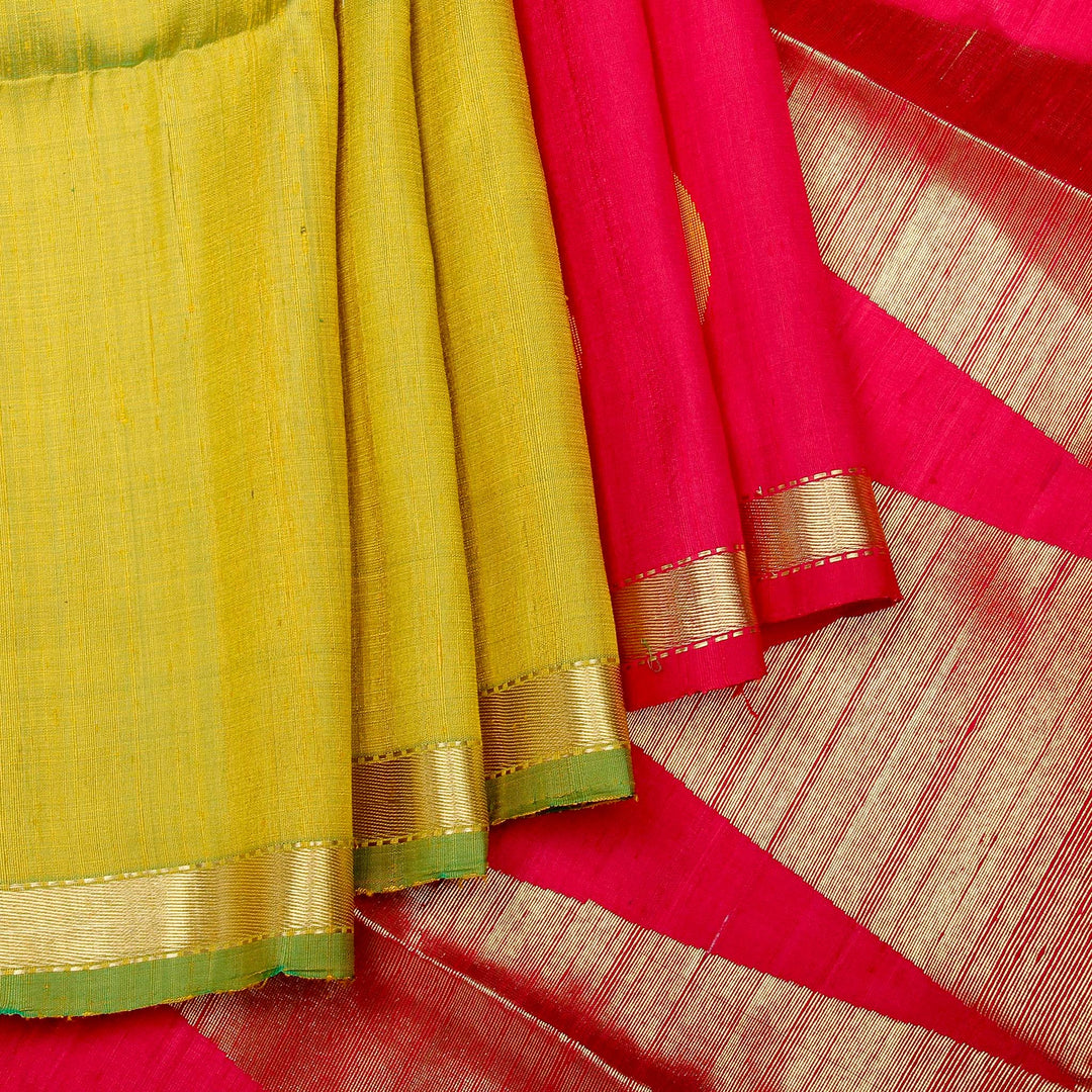 Green Red Raw Silk Saree