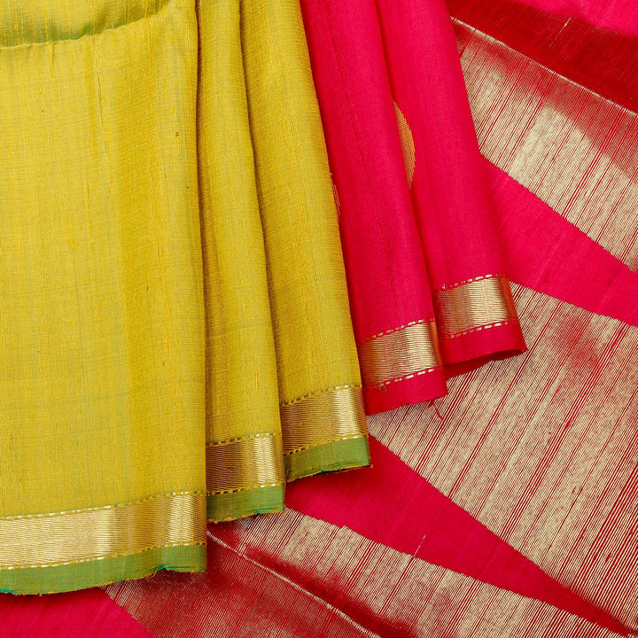 Green Red Raw Silk Saree