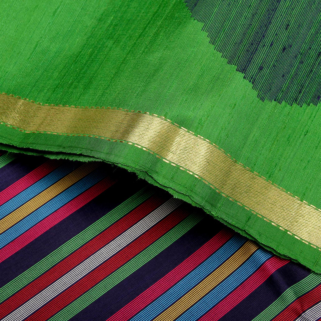 Kuberan Dark Green Raw Silk Saree