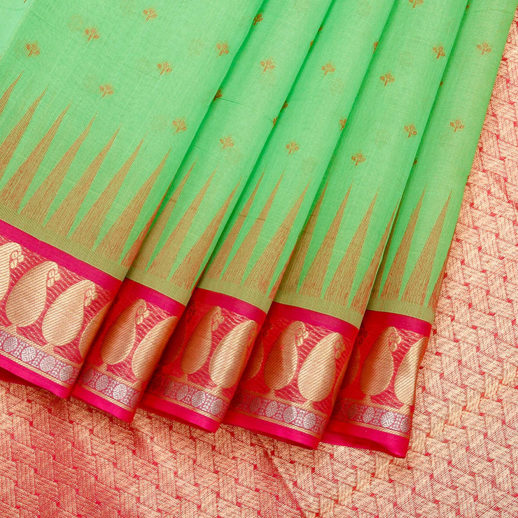 Kuberan Green Pink Cotton Silk Saree