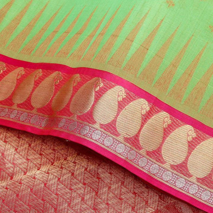 Kuberan Green Pink Cotton Silk Saree
