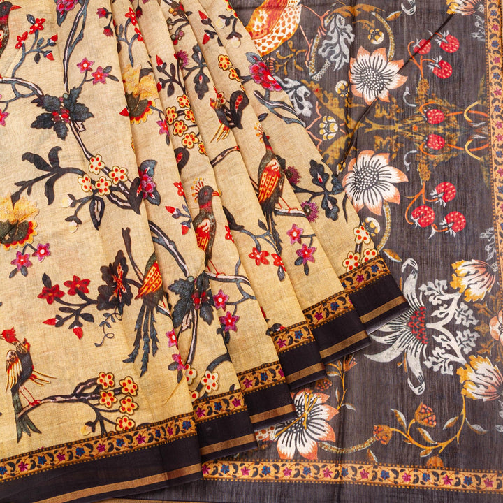 Kuberan Cream Grey Pure Matka Silk Saree