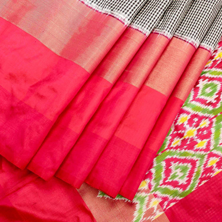 Kuberan Black Pink Pochampally Silk Saree