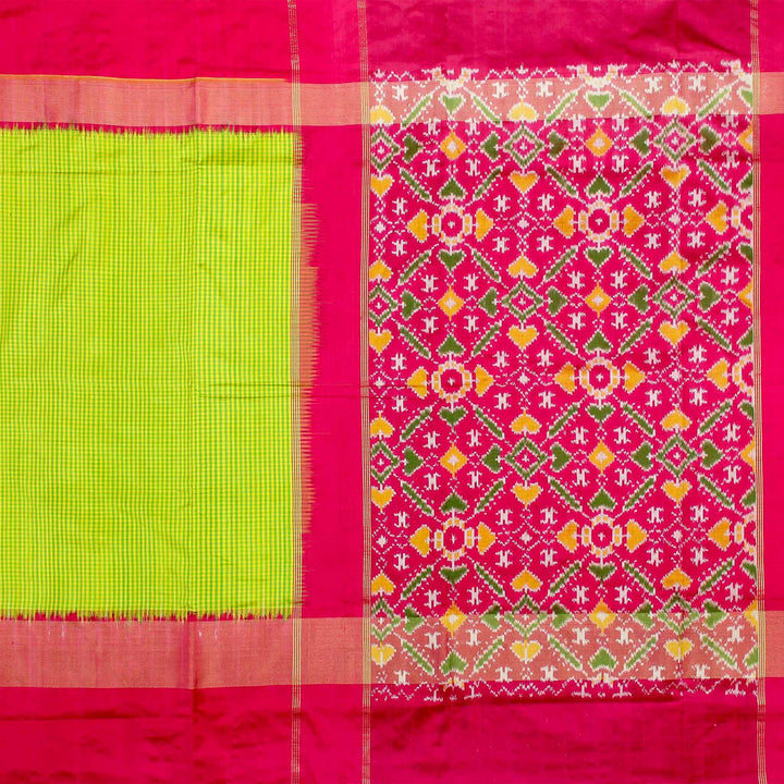 Kuberan Green Pink Pochampally Silk Saree