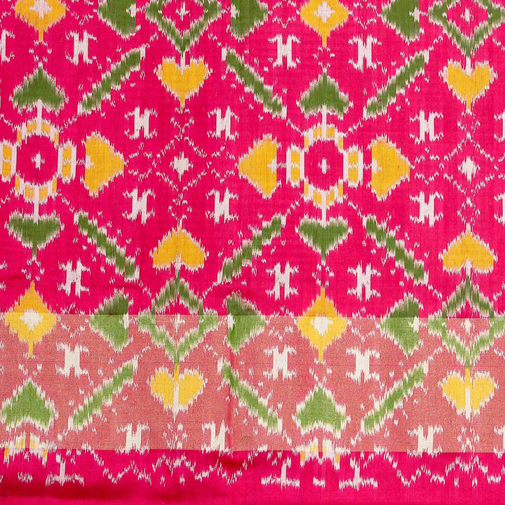 Kuberan Green Pink Pochampally Silk Saree