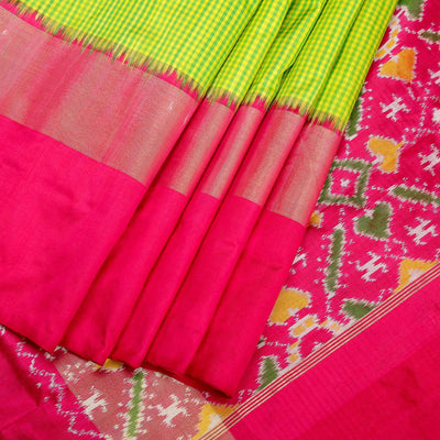 Kuberan Green Pink Pochampally Silk Saree