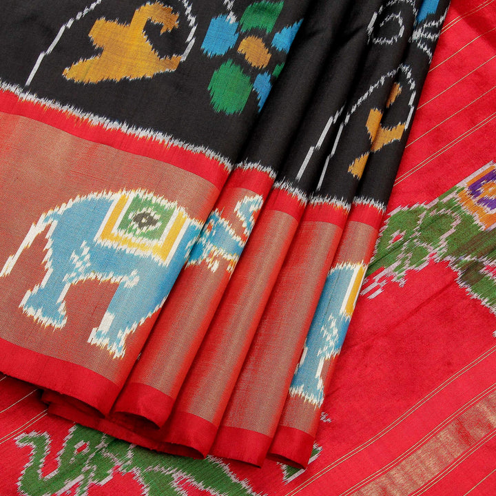 Kuberan Black Pink Pochampally Silk Saree