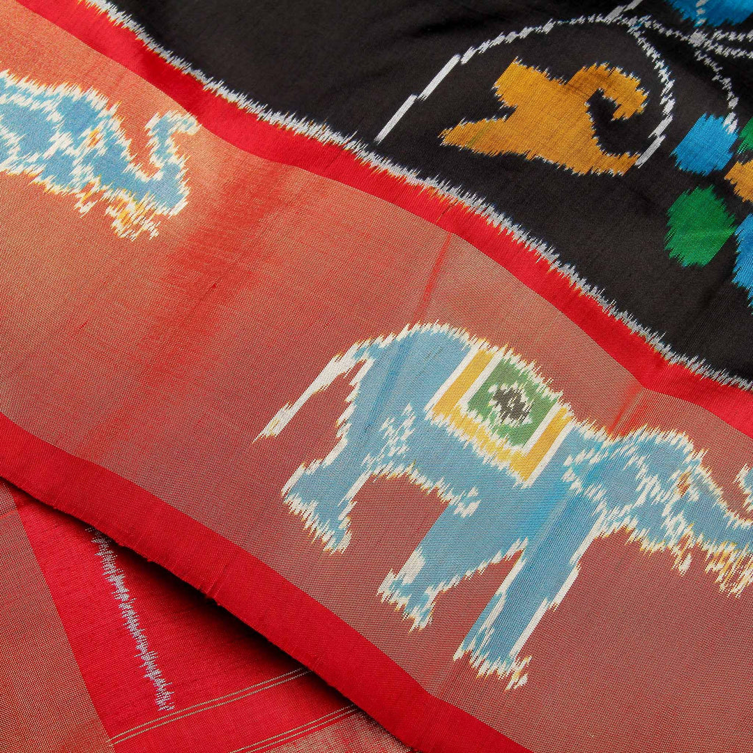 Kuberan Black Pink Pochampally Silk Saree