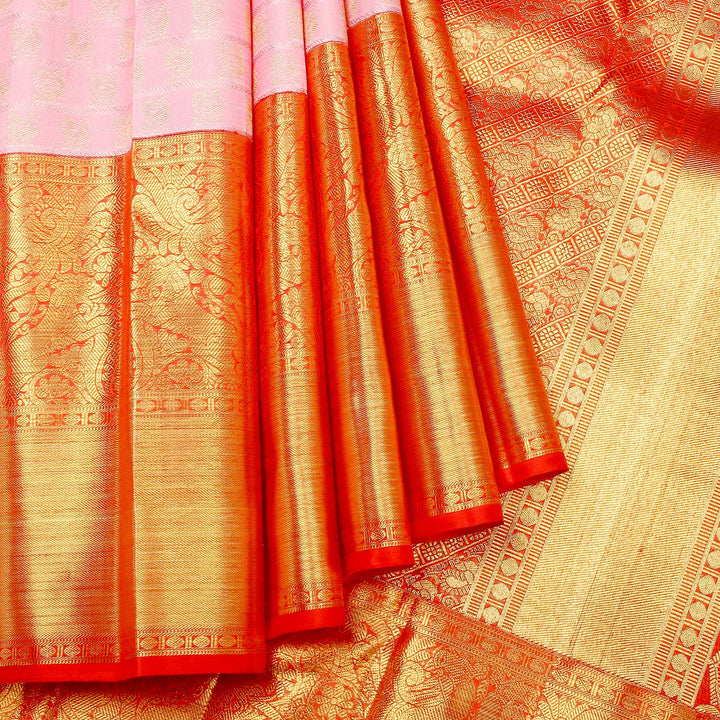 Kuberan Baby Pink Pure Kanchivaram Silk Saree